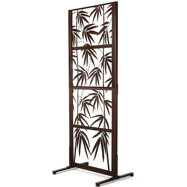 Ejoy 82'' x 32'' x 24'' Brown Decorative Metal Trellis Standing Panel Outdoor/Indoor MT_Bamboo82x32x24inch - main